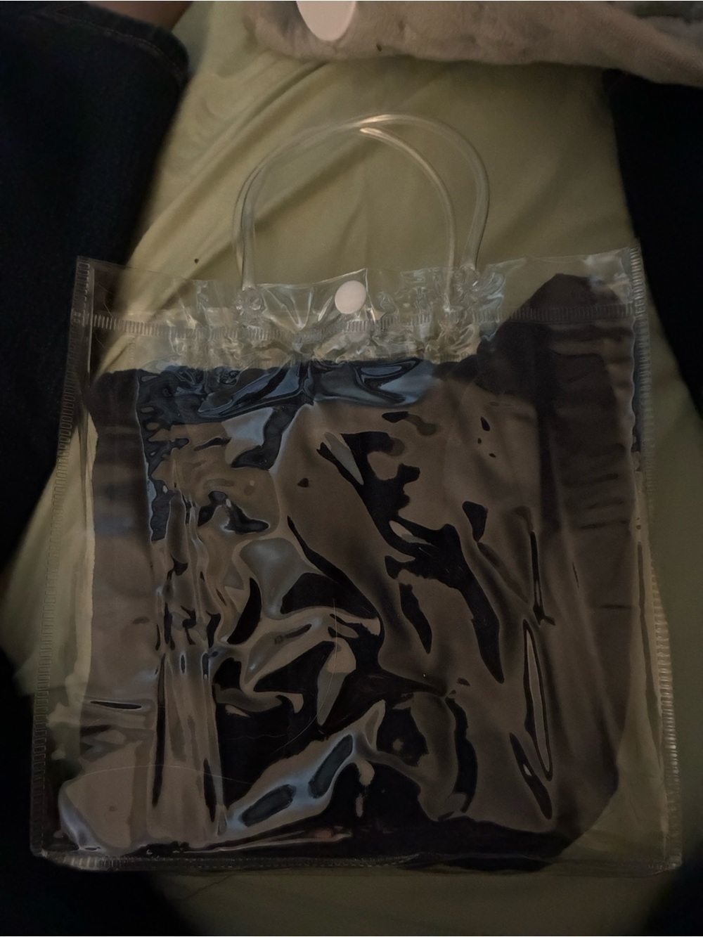Clear PVC Tote Bag with Snap Closure and Handles-Set of 6